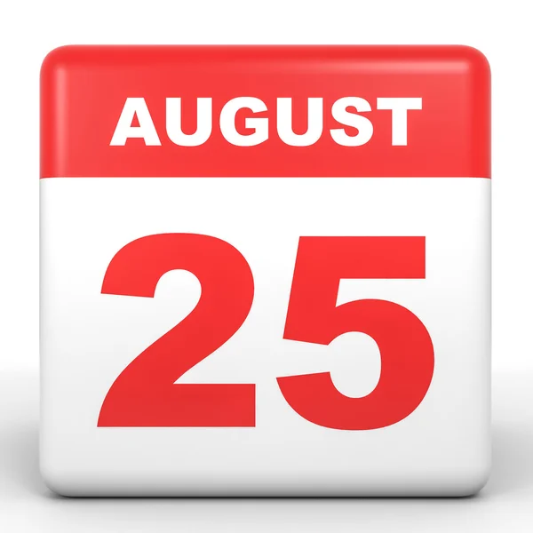 25 augusti. Kalender på vit bakgrund. — Stockfoto