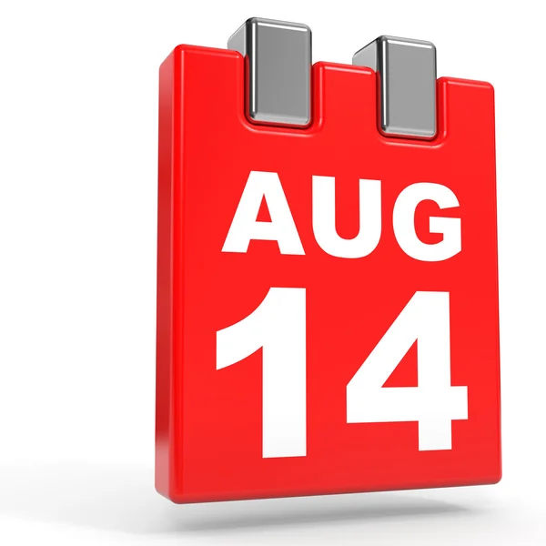 14 agosto. Calendario su sfondo bianco . — Foto Stock