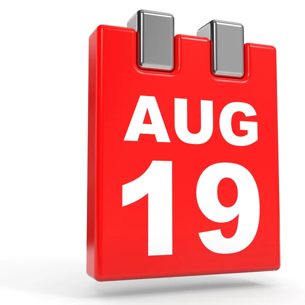 19 sierpnia. Kalendarz na białym tle. — Zdjęcie stockowe