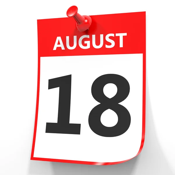18 серпня. Календар на білому тлі . — стокове фото