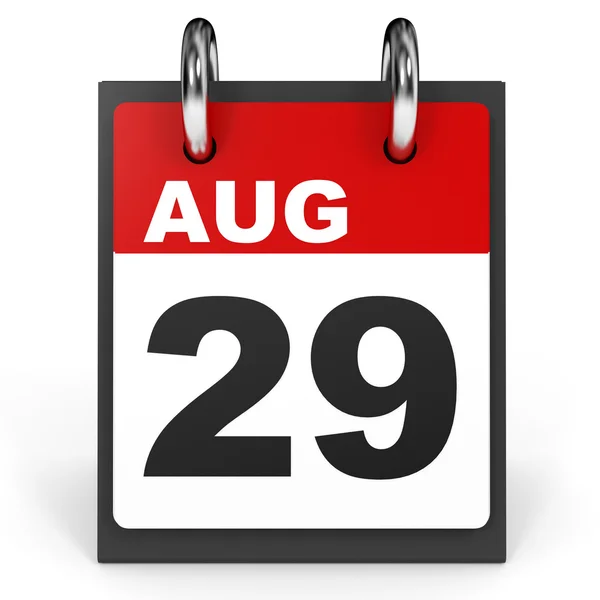 29 agosto. Calendario su sfondo bianco . — Foto Stock