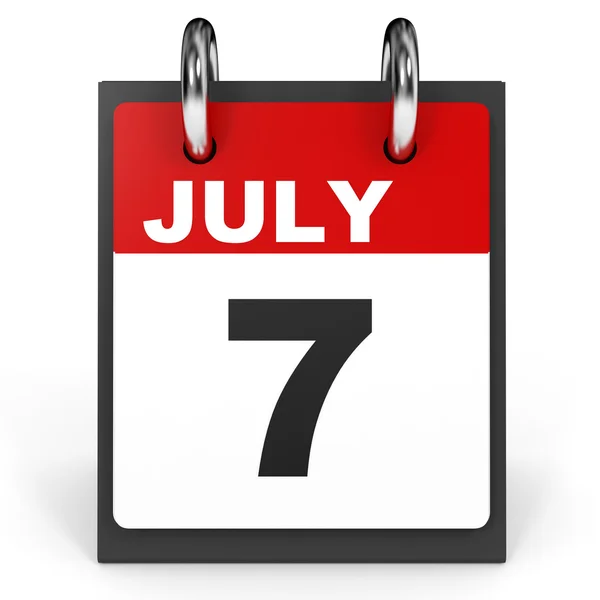 7 июля. календарь на белом фоне . — стоковое фото