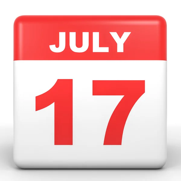 17 de Julho. Calendário sobre fundo branco . — Fotografia de Stock