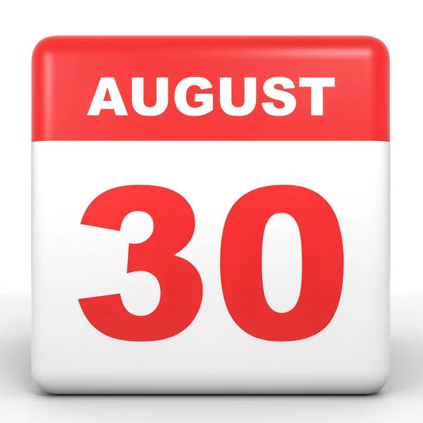 30 de agosto. Calendario sobre fondo blanco . —  Fotos de Stock
