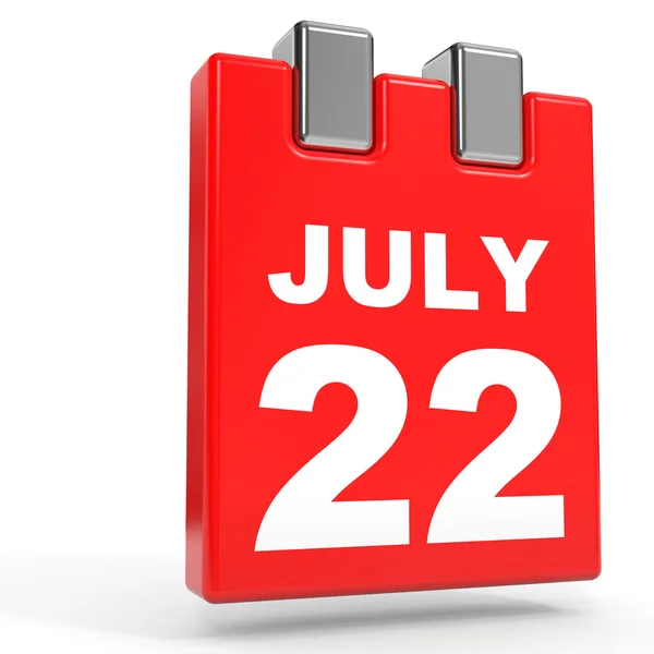 22 de julio. Calendario sobre fondo blanco . — Foto de Stock