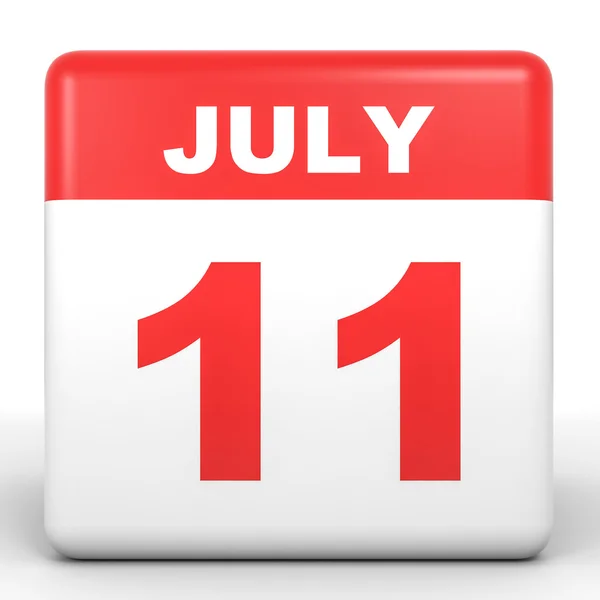 7 月 11 日。白色背景上的日历. — 图库照片