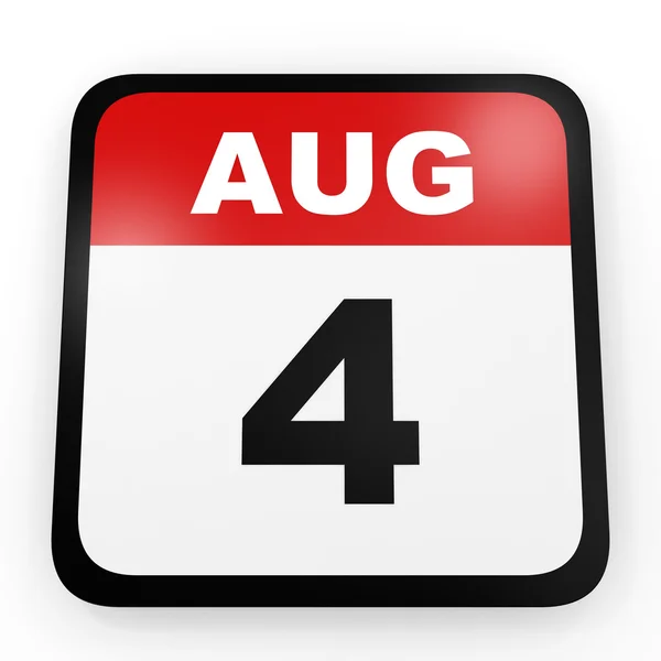 4 sierpnia. Kalendarz na białym tle. — Zdjęcie stockowe