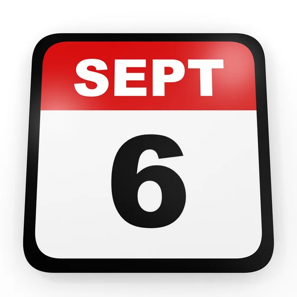 6. September Kalender auf weißem Hintergrund. — Stockfoto