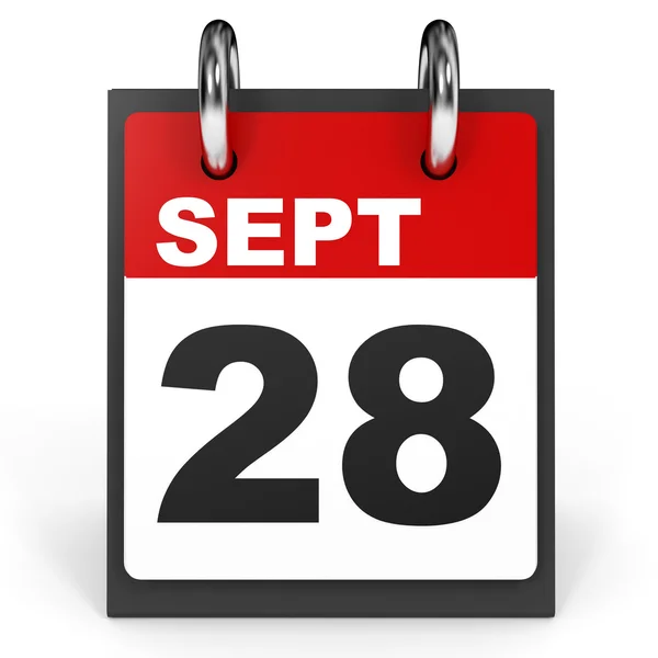 28 de septiembre. Calendario sobre fondo blanco . — Foto de Stock