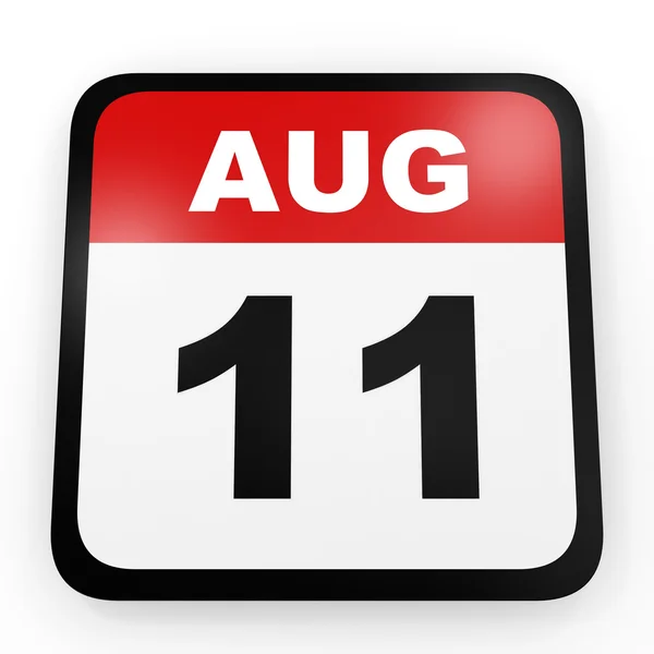 11 agosto. Calendario su sfondo bianco . — Foto Stock