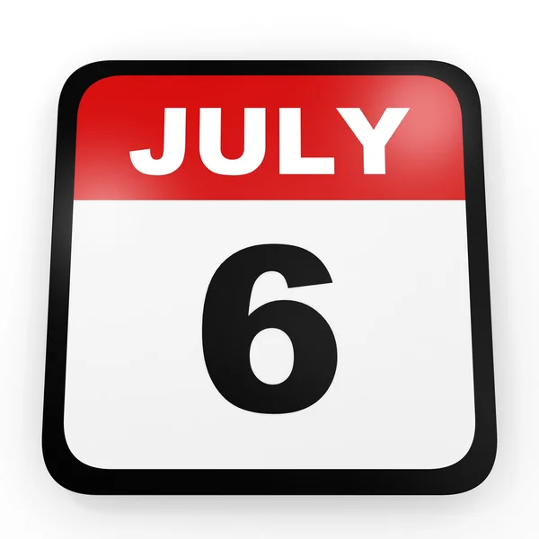 6 de julio. Calendario sobre fondo blanco . — Foto de Stock