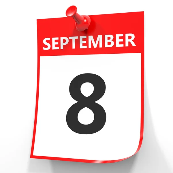 8 вересня. Календар на білому тлі . — стокове фото