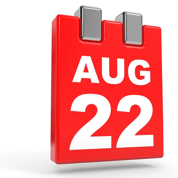 22 sierpnia. Kalendarz na białym tle. — Zdjęcie stockowe