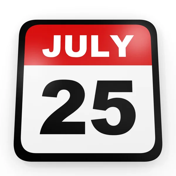25 Ιουλίου. Ημερολόγιο σε λευκό φόντο. — Φωτογραφία Αρχείου