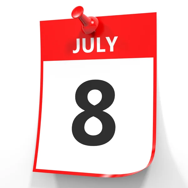 8 de julio. Calendario sobre fondo blanco . — Foto de Stock