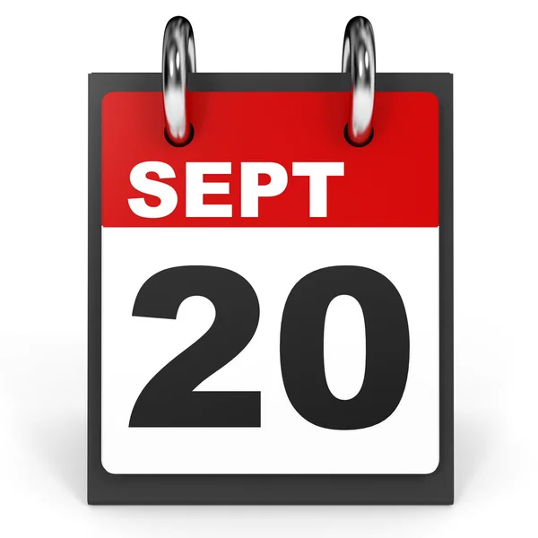 20. September Kalender auf weißem Hintergrund. — Stockfoto