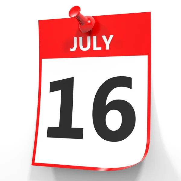 16 luglio. Calendario su sfondo bianco . — Foto Stock