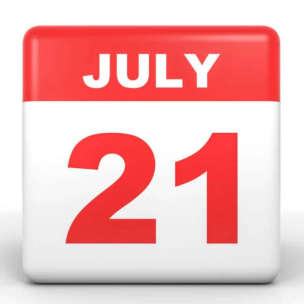 21 lipca. Kalendarz na białym tle. — Zdjęcie stockowe