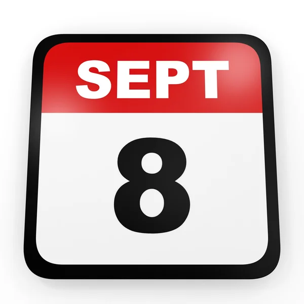 8. September Kalender auf weißem Hintergrund. — Stockfoto