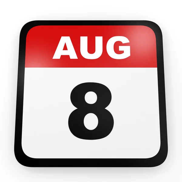 8 de Agosto. Calendário sobre fundo branco . — Fotografia de Stock
