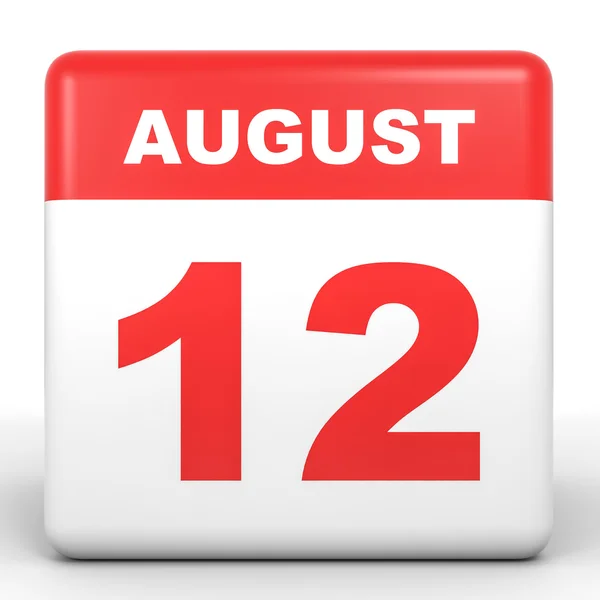 12 de agosto. Calendario sobre fondo blanco . — Foto de Stock