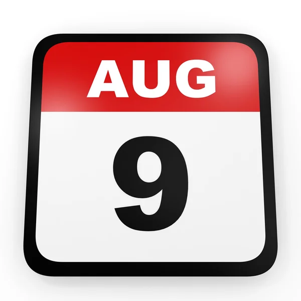 9 Αυγούστου. Ημερολόγιο σε λευκό φόντο. — Φωτογραφία Αρχείου