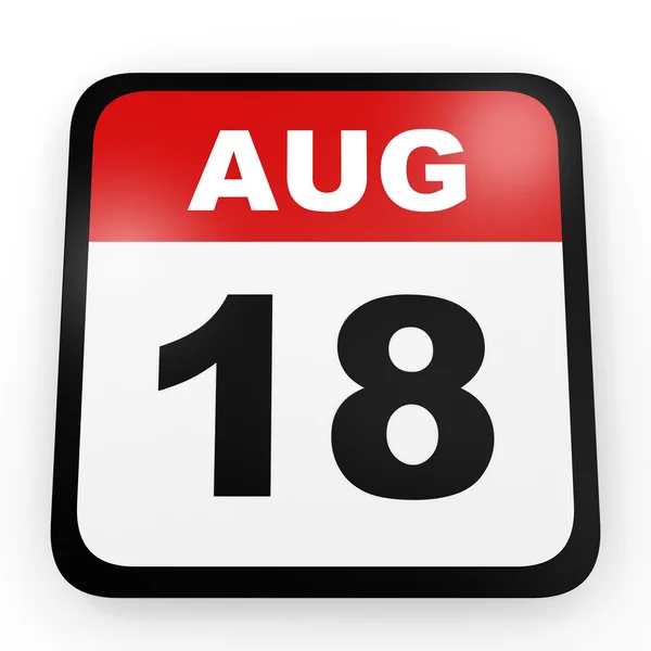 18 Αυγούστου. Ημερολόγιο σε λευκό φόντο. — Φωτογραφία Αρχείου