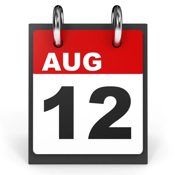 12 серпня. Календар на білому тлі . — стокове фото