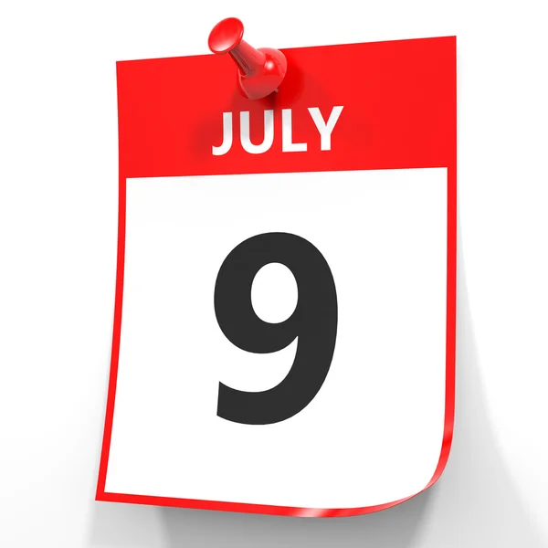9. Juli Kalender auf weißem Hintergrund. — Stockfoto