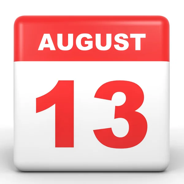 13 agosto. Calendario su sfondo bianco . — Foto Stock