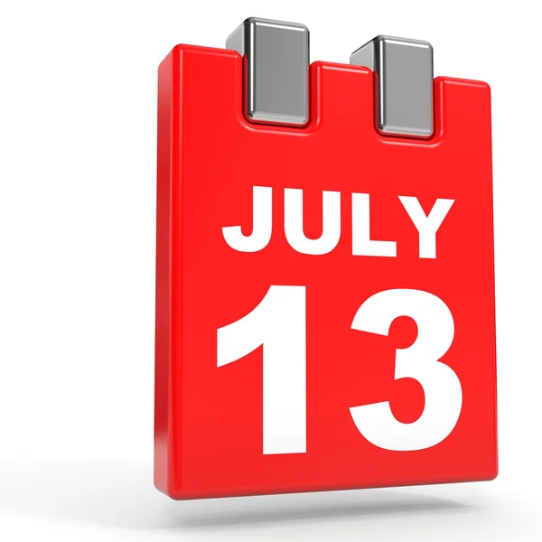 13 luglio. Calendario su sfondo bianco . — Foto Stock