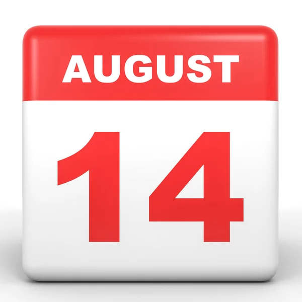 14 sierpnia. Kalendarz na białym tle. — Zdjęcie stockowe
