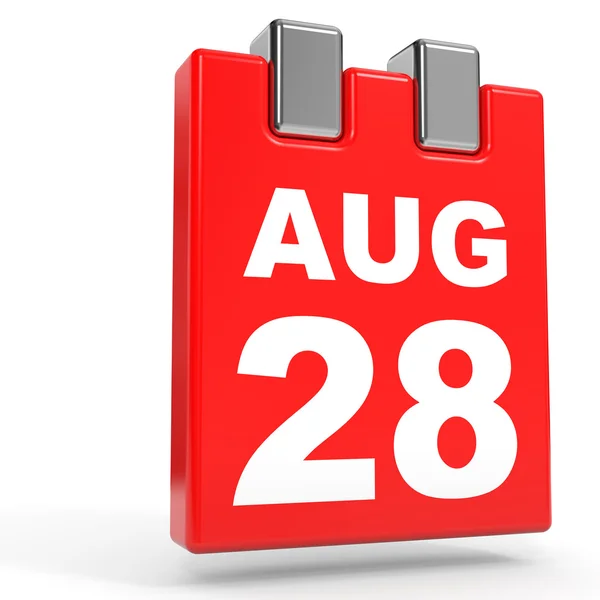 28 agosto. Calendario su sfondo bianco . — Foto Stock