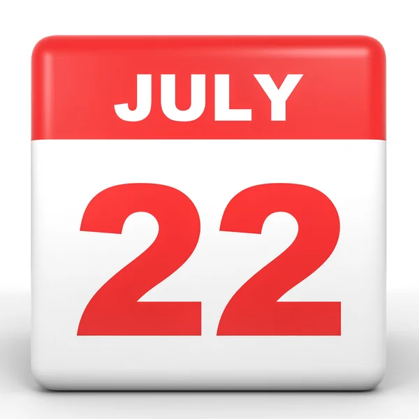 22 lipca. Kalendarz na białym tle. — Zdjęcie stockowe