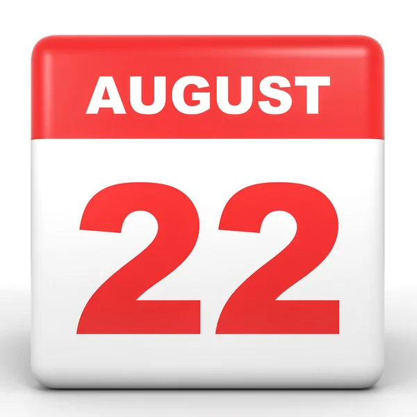 22 серпня. Календар на білому тлі . — стокове фото