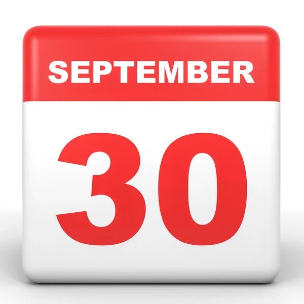 Den 30 september. Kalender på vit bakgrund. — Stockfoto