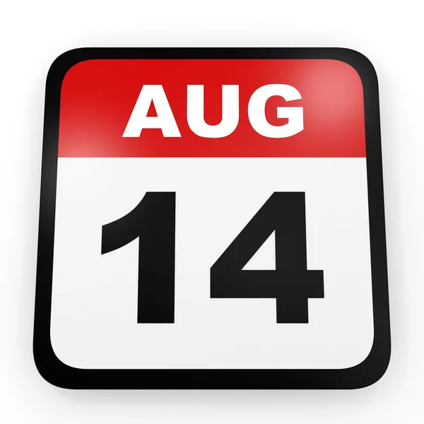 14 серпня. Календар на білому тлі . — стокове фото