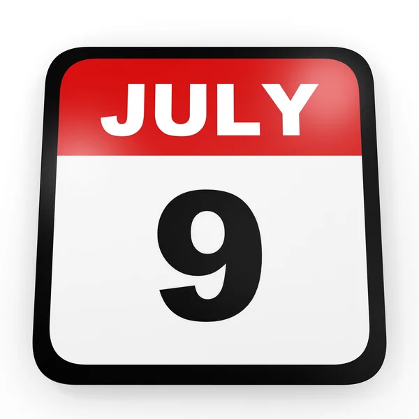 9. Juli Kalender auf weißem Hintergrund. — Stockfoto
