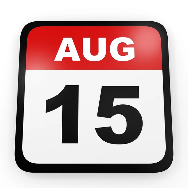 15 Αυγούστου. Ημερολόγιο σε λευκό φόντο. — Φωτογραφία Αρχείου