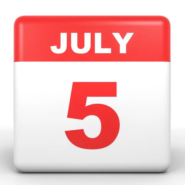 5 luglio. Calendario su sfondo bianco . — Foto Stock