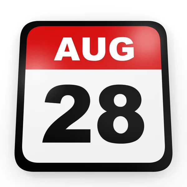 28 de agosto. Calendario sobre fondo blanco . — Foto de Stock