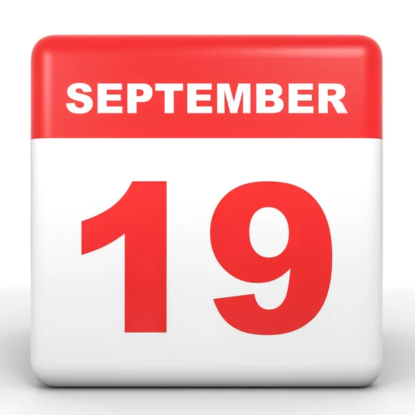 19 вересня. Календар на білому тлі . — стокове фото