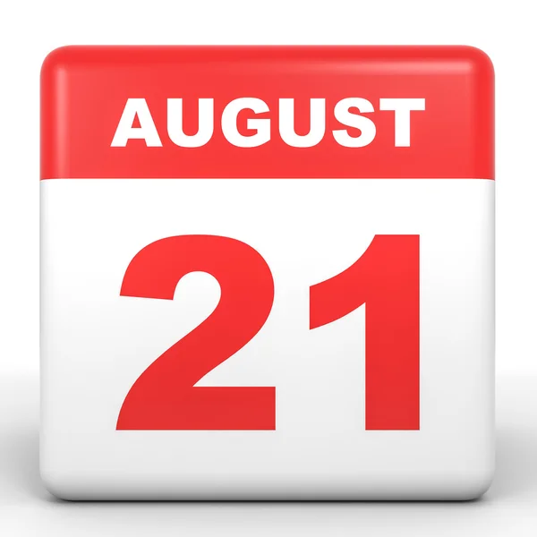 21 Αυγούστου. Ημερολόγιο σε λευκό φόντο. — Φωτογραφία Αρχείου