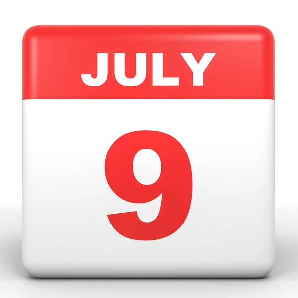 9 de julio. Calendario sobre fondo blanco . —  Fotos de Stock