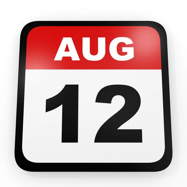 12 de agosto. Calendario sobre fondo blanco . — Foto de Stock