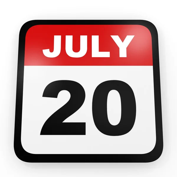 20 de julio. Calendario sobre fondo blanco . — Foto de Stock