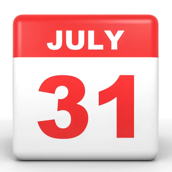 31 Ιουλίου. Ημερολόγιο σε λευκό φόντο. — Φωτογραφία Αρχείου