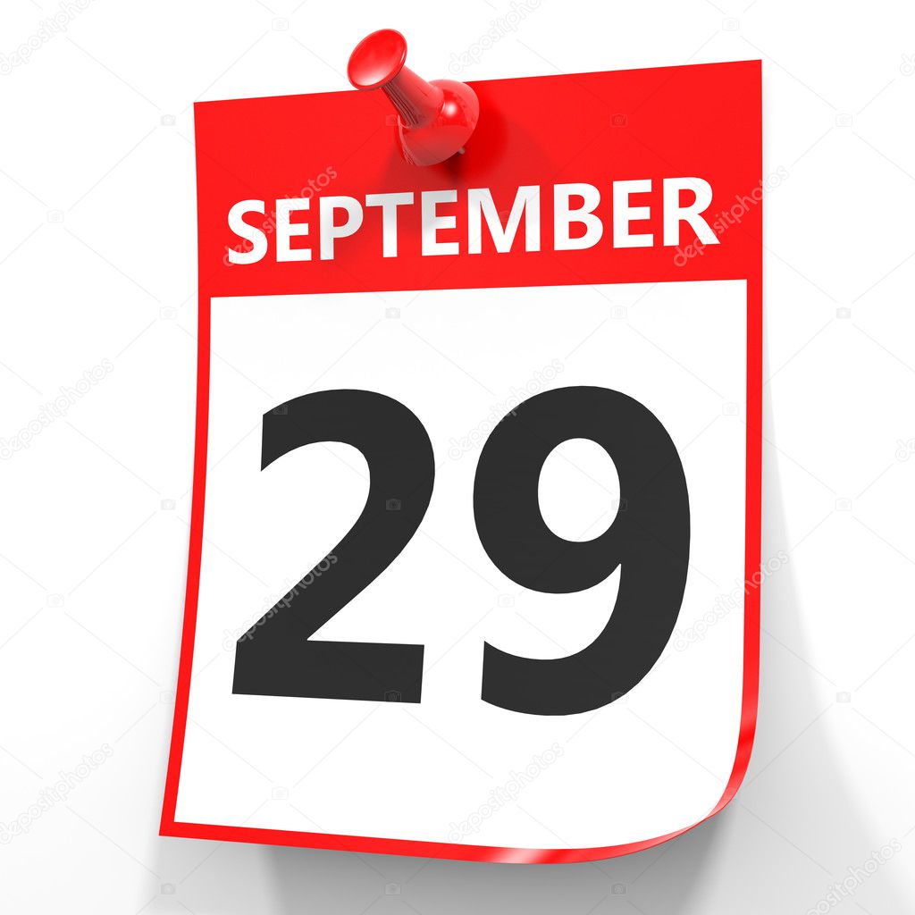 September 29. Calendar on white background.