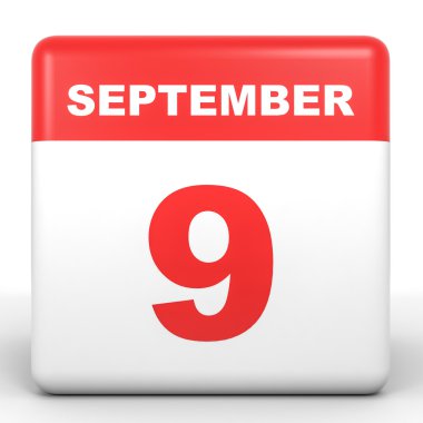 9 Eylül. Beyaz arka plan üzerinde takvim.