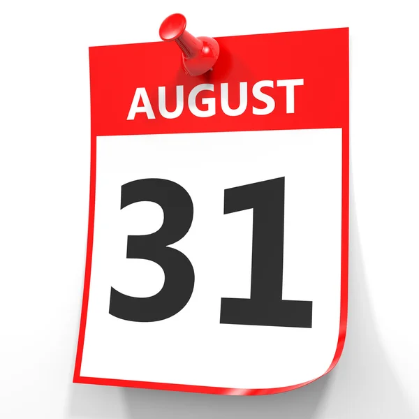 31 agosto. Calendario su sfondo bianco . — Foto Stock